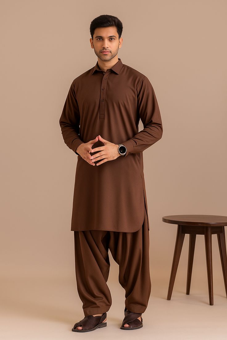 Brown Casual Shalwar Kameez